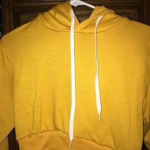 Yellow Cropped "East Coast" Hoodie
